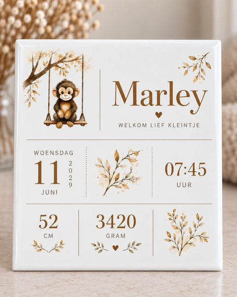 Geboortetegeltje Monkey Love