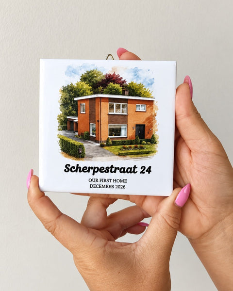 Hausporträt auf Fliese