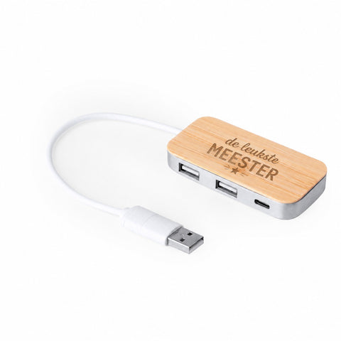 USB Hub Bamboe met gravering