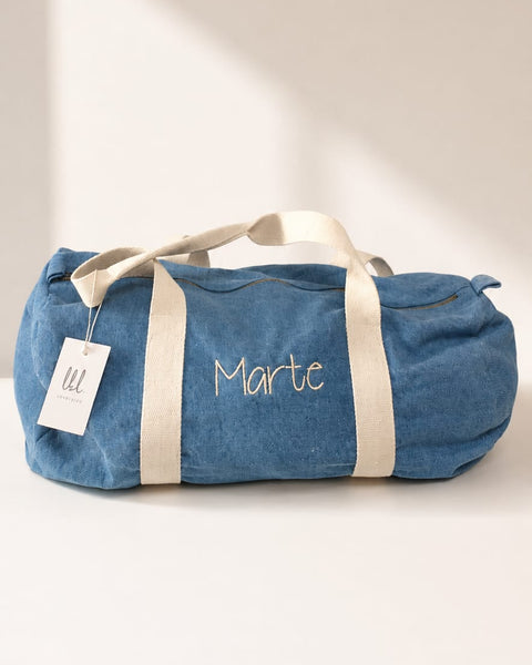 Jeans-Reisetasche mit Stickerei
