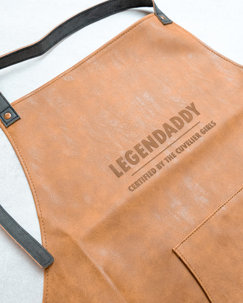leren bbq schort met gravering "legendaddy"