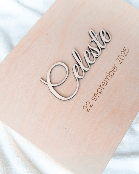 houten herinneringsdoos met 3D effect en gravering