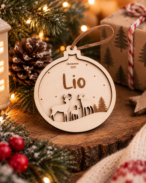 gepersonaliseerde houten kerstbal met naam