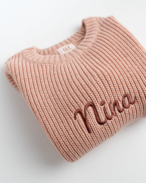 gebreide sweater voor kinderen met naam geborduurd 