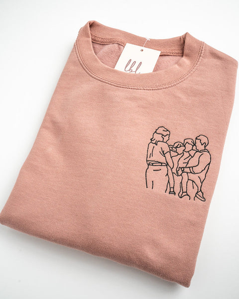 gepersonaliseerde sweater met foto omgezet naar lijntekening 