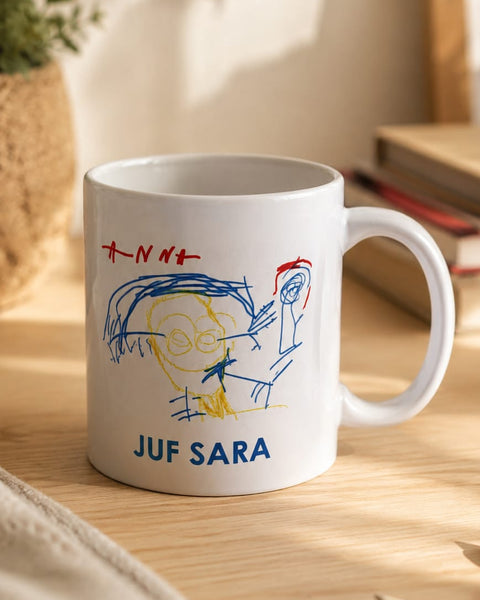 gesublimeerde mok met kindertekening