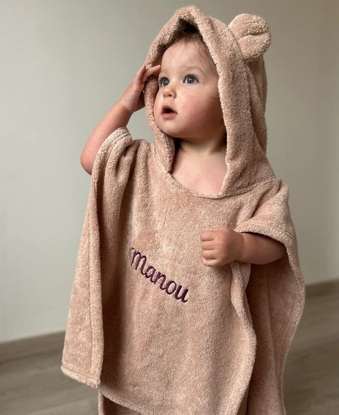Teddy poncho met naam - Mushie
