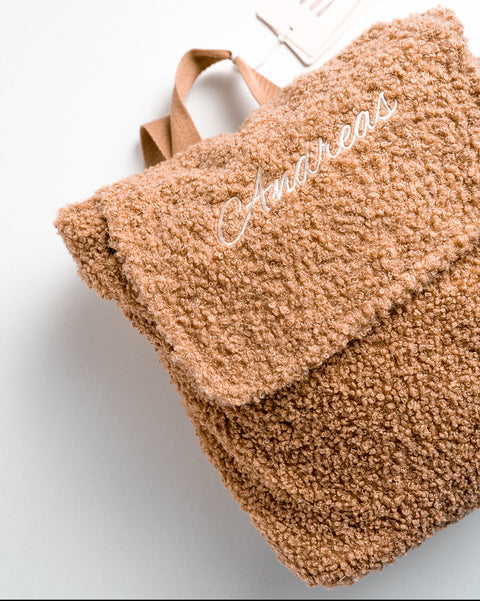 gepersonaliseerd bouclé rugzakje voor kinderen van het merk Jollein met de naam Andreas
