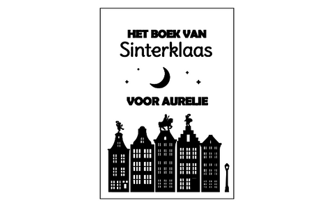 Houten boek met gravering (Sinterklaas)