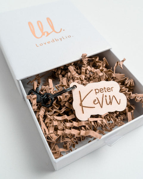 gepersonaliseerde houten sleutelhanger met gravering 