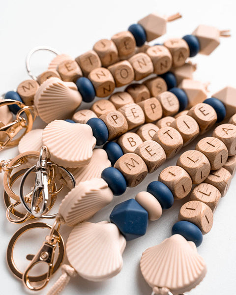 gepersonaliseerde sleutelhangers met schelp