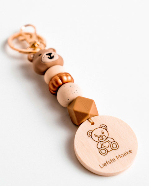 gepersonaliseerde sleutelhanger met gravering van een teddy 