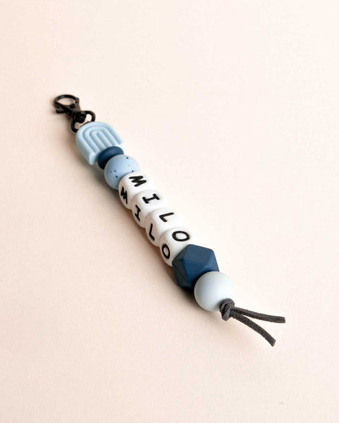 sleutelhanger met blauwe kralen